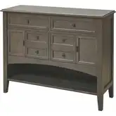 Hartford 6 Drawer Buffet in Brown Mahogany Wood