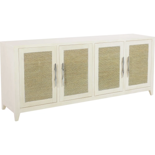 Joyner Credenza in Almond Wood Veneer & Rattan