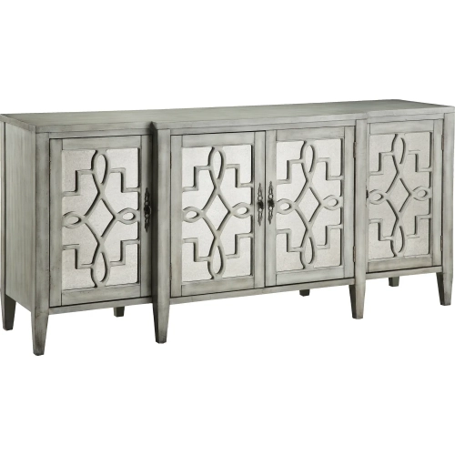 Lawrence Credenza in Gray Wood & Antique Mirror