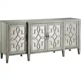 Lawrence Credenza in Gray Wood & Antique Mirror