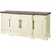 Locksmith 4 Door Credenza in Cream & Brown Wood Veneer