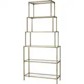 Louisville Bookcase in Brushed Gold & Clear Glass