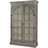 Manor Cabinet in Greige Mahogany Wood & Clear Bubble Glass