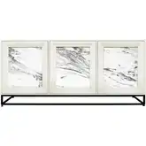 Matthews Credenza in White, Faux Marble & Black Metal