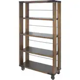 Penn Bookcase in Brown Mahogany Wood & Black Iron
