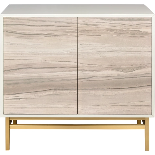 Reynolds Cabinet in Almond Wood, White Wood & Brass