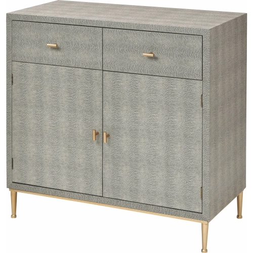 Sands Point Cabinet in Gray Faux Shagreen & Gold Iron