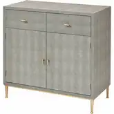 Sands Point Cabinet in Gray Faux Shagreen & Gold Iron