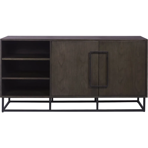 Seaton Credenza in Espresso Wood Veneer & Black Iron