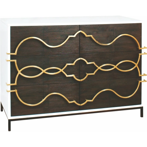 Stellenbosch Chest in Dark Brown & White Wood & Gold Iron