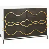 Stellenbosch Chest in Dark Brown & White Wood & Gold Iron