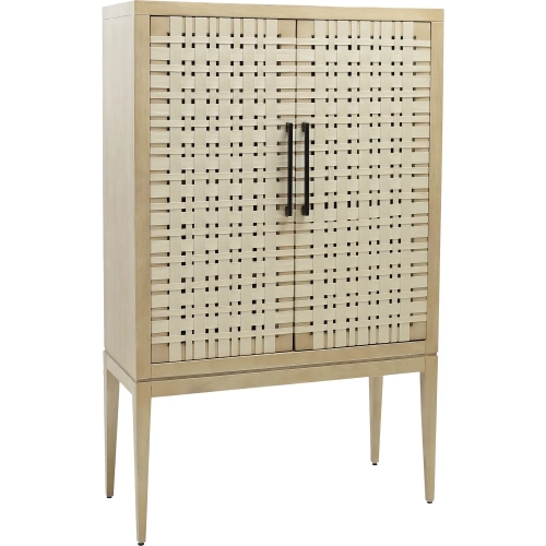 Sunset Harbor Cabinet in Sandy Cove Wood & Beige Fabric