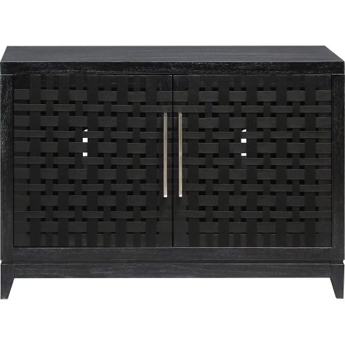 Sunset Harbor Credenza in in Black Wood & Black Fabric