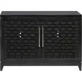 Sunset Harbor Credenza in in Black Wood & Black Fabric