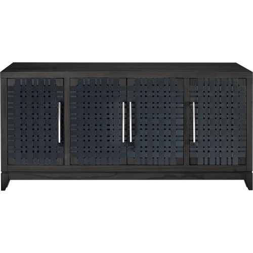 Sunset Harbor Credenza in in Black Wood & Black Fabric