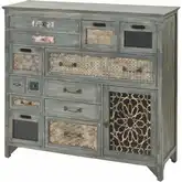 Topanga Cabinet in Antique Gray Wood & Brass