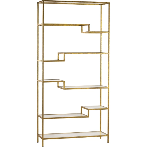 Vanguard Bookcase in Gold Leaf & Clear Glass