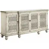 Whitney Credenza in Aged Cream Wood & Antique Mirror