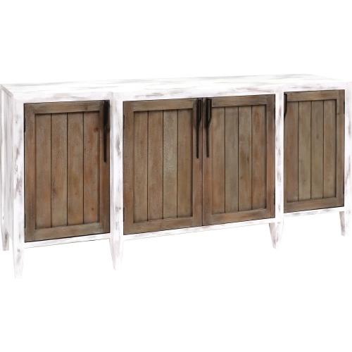 Wilder 4 Door Credenza in Weathered Brown & Aged White Wood
