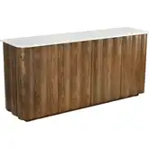 Woodside Credenza Oak in Medium Oak Wood Veneer & White Marble