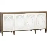 Zoran Credenza in Weathered Brown & White Wood & Mirror