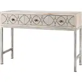 Albiera Desk in Linen, Washed Wood & Distressed Cream Metal