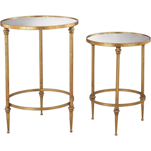 Alcazar Accent Table 2 Piece Set in Antique Gold & Mirror