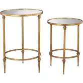 Alcazar Accent Table 2 Piece Set in Antique Gold & Mirror