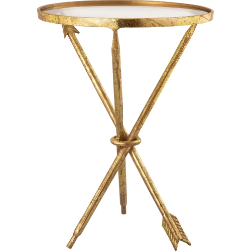 Arrow Accent Side Table in Gold Leaf Iron & Clear Glass