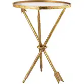Arrow Accent Side Table in Gold Leaf Iron & Clear Glass