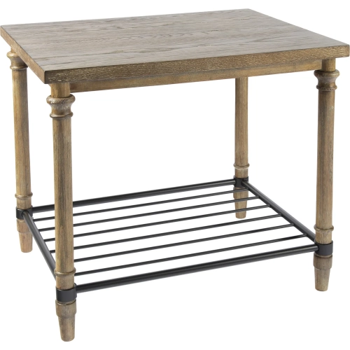 Beacon Hill Accent Side Table in Natural Brown Wood & Black Metal