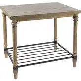 Beacon Hill Accent Side Table in Natural Brown Wood & Black Metal