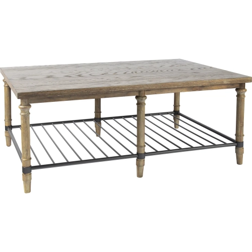 Beacon Hill Coffee Table in Natural Brown Wood & Black Metal