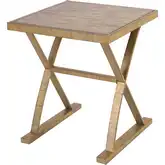 Better Ending Accent Side Table in Aged Gold & Natural Pine Wood