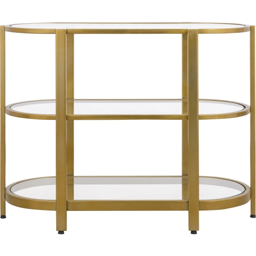 Blain Console Table in Antique Brass & Tempered Glass