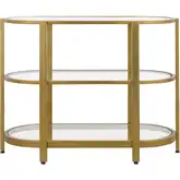 Blain Console Table in Antique Brass & Tempered Glass