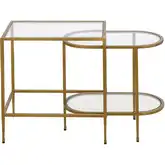 Blain Nesting Table 2 Piece Set in Antique Brass & Tempered Glass