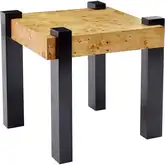 Bromo Accent Side Table in Natural Burl & Black Wood