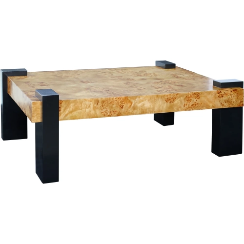 Bromo Coffee Table in Natural Burl & Black Wood