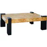 Bromo Coffee Table in Natural Burl & Black Wood