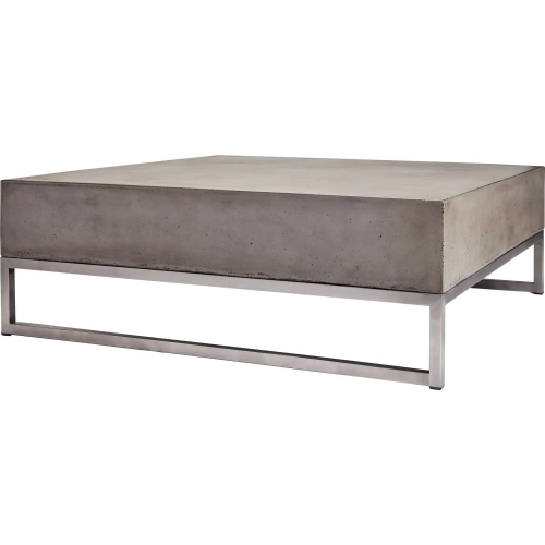 Bulwark Coffee Table in Polished Concrete & Silver Stainless Steel