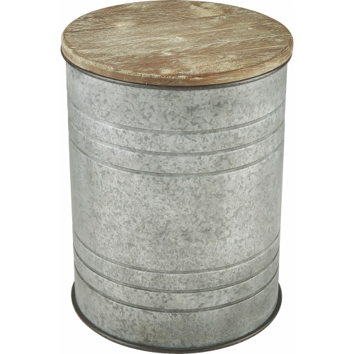 Cannes Accent Side Table in Fir Wood & Galvanized Iron