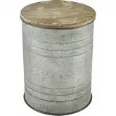 Cannes Accent Side Table in Fir Wood & Galvanized Iron