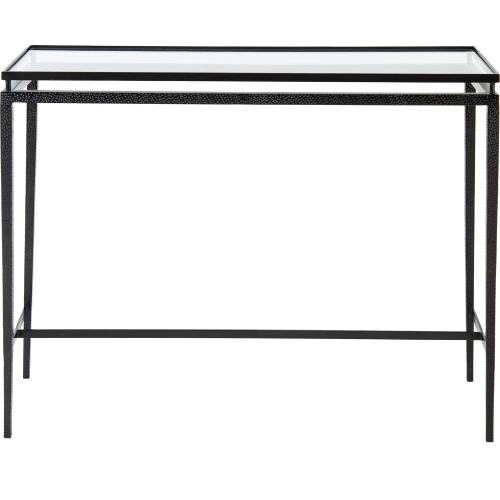Canyon Console Table in Black Iron & Tempered Glass