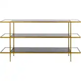 Carrick Console Table in Dark Wood, Brass & Tempered Glass