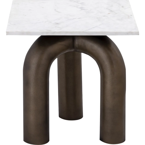 Contour Accent Side Table in Antique Bronze Iron &White Marble