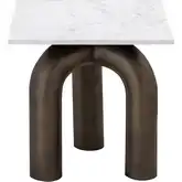 Contour Accent Side Table in Antique Bronze Iron &White Marble