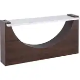 Corsa Console Table in Walnut Wood Veneer & White Marble