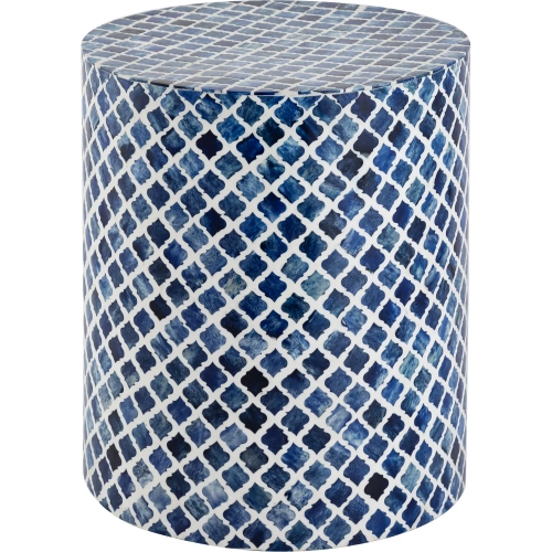Coyle Accent Side Table in Blue Resin & White
