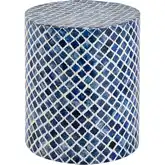 Coyle Accent Side Table in Blue Resin & White